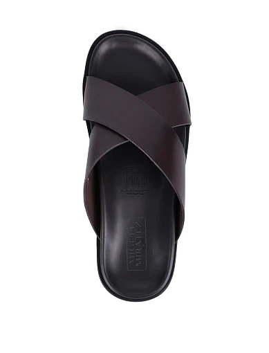 Чоловічі шльопанці Miguel Miratez шкіряні коричневі (JL3110-3) - фото 5 - Miraton