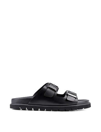 Чоловічі шльопанці Miguel Miratez шкіряні чорні (23704-1 SS25) - фото 2 - Miraton