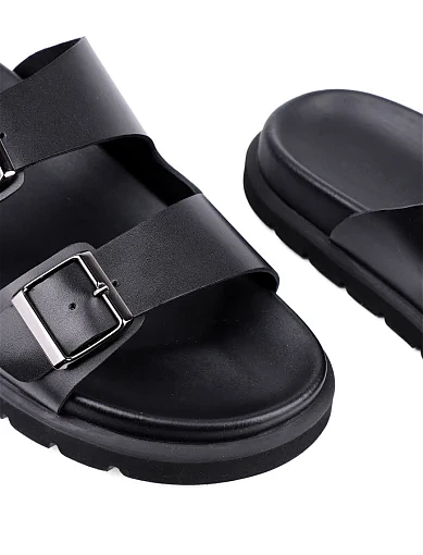 Чоловічі шльопанці Miguel Miratez шкіряні чорні (23704-1 SS25) - фото 6 - Miraton