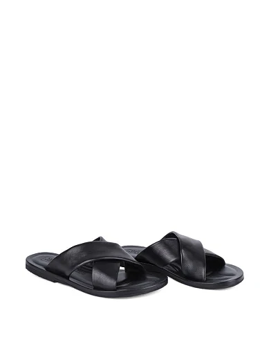 Чоловічі шльопанці Miguel Miratez шкіряні чорні (M171858-01A) - фото 3 - Miraton