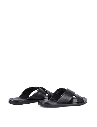 Чоловічі шльопанці Miguel Miratez шкіряні чорні (M171858-01A) - фото 4 - Miraton