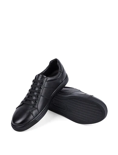 Мужские кеды MIRATON кожаные черные - фото 2 - Miraton