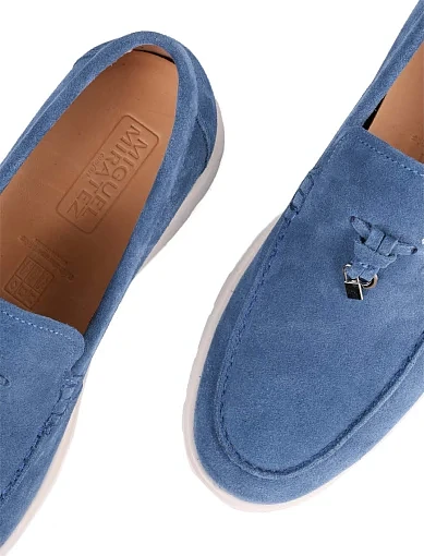 Мужские туфли лоферы Miguel Miratez замшевые голубые - фото 5 - Miraton