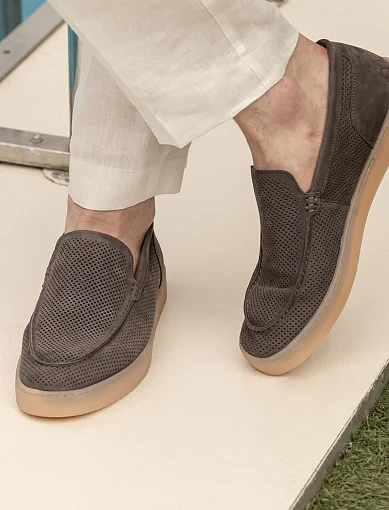 Чоловічі туфлі лофери Miguel Miratez із нубука сірі (D588-109L-269) - фото 7 - Miraton