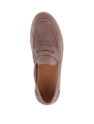Чоловічі туфлі лофери MIRATON бежеві замшеві (D588-105B-150) - фото 2 - Miraton