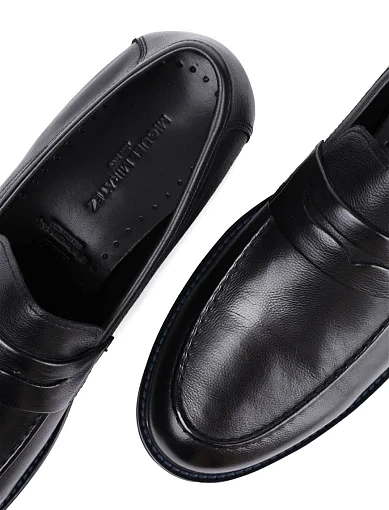 Мужские туфли лоферы Miguel Miratez кожаные черные - фото 5 - Miraton