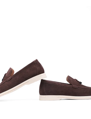 Мужские туфли лоферы Miguel Miratez замшевые коричневые - фото 2 - Miraton