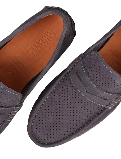 Чоловічі мокасини Miguel Miratez з нубуку сірі (590B-104-M111) - фото 5 - Miraton