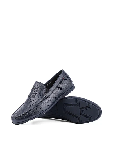 Мужские мокасины Miguel Miratez кожаные синие - фото 2 - Miraton