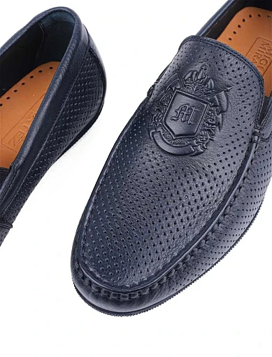 Мужские мокасины Miguel Miratez кожаные синие - фото 5 - Miraton