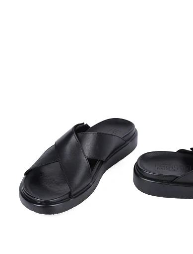 Чоловічі шльопанці Miguel Miratez шкіряні чорні (1035-A28) - фото 2 - Miraton