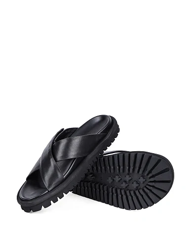 Мужские шлепанцы Miguel Miratez кожаные черные - фото 2 - Miraton