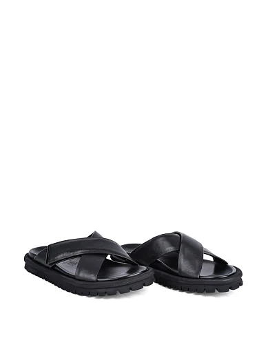 Мужские шлепанцы Miguel Miratez кожаные черные - фото 3 - Miraton