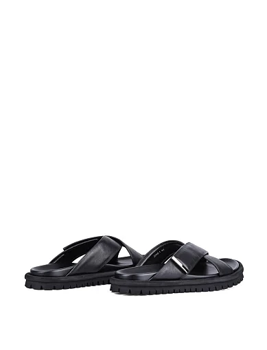 Мужские шлепанцы Miguel Miratez кожаные черные - фото 4 - Miraton