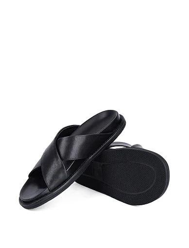 Чоловічі шльопанці Miguel Miratez шкіряні чорні (24701-2 SS25) - фото 2 - Miraton