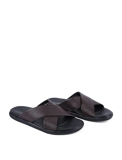 Чоловічі шльопанці Miguel Miratez шкіряні коричневі (2240-3B) - фото 2 - Miraton