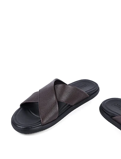 Чоловічі шльопанці Miguel Miratez шкіряні коричневі (2240-3B) - фото 3 - Miraton