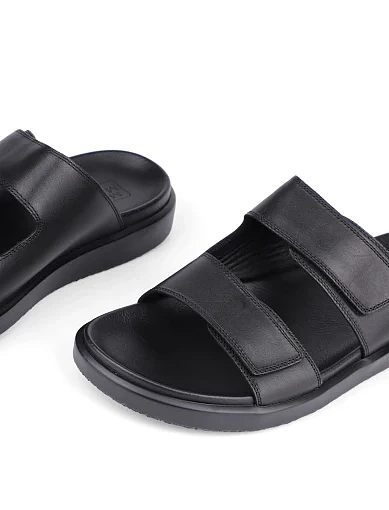 Чоловічі шльопанці Miguel Miratez шкіряні чорні (1035-А23) - фото 5 - Miraton