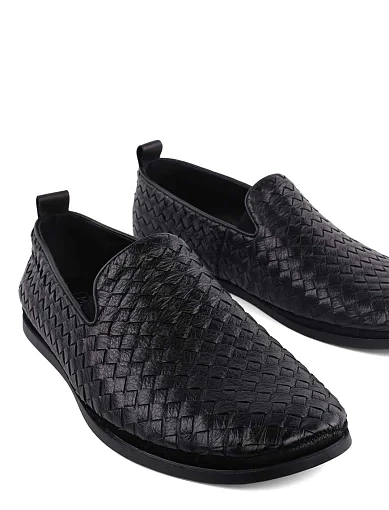 Мужские слипоны Miguel Miratez кожаные черные - фото 5 - Miraton