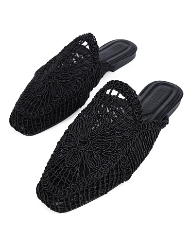 Жіночі сліпери Attizzare Мюлі тканинні чорні - фото 3 - Miraton
