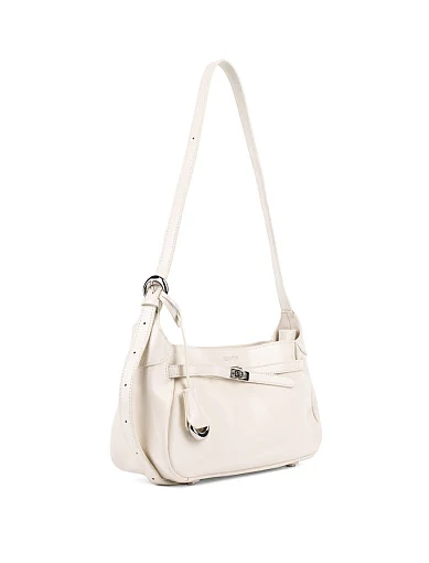 Женская сумка MIRATON кожаная молочного цвета с декоративным ремнем - фото 3 - Miraton