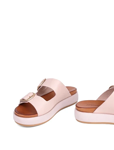 Жіночі шльопанці Attizzare шкіряні рисового кольору - фото 2 - Miraton