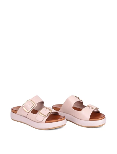 Жіночі шльопанці Attizzare шкіряні рисового кольору - фото 3 - Miraton