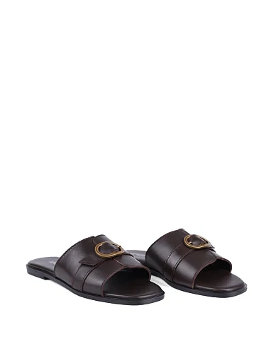 Жіночі шльопанці Attizzare шкіряні коричневі - фото 3 - Miraton