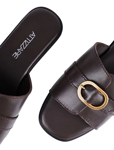 Жіночі шльопанці Attizzare шкіряні коричневі - фото 5 - Miraton