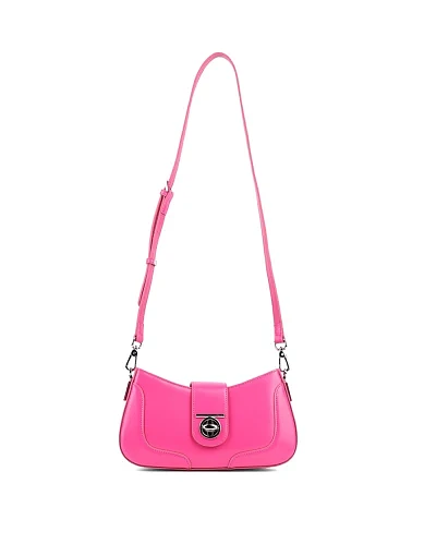 Жіноча сумка MIRATON шкіряна рожева з декоративною застібкою - фото 5 - Miraton