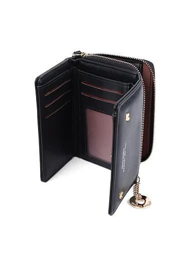 Женский кошелек из экокожи черный - фото 4 - Miraton