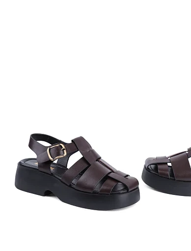 Жіночі сандалі Attizzare шкіряні коричневі - фото 2 - Miraton