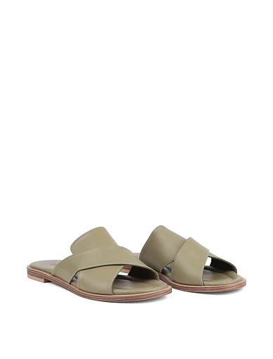 Жіночі шльопанці Attizzare шкіряні зелені - фото 3 - Miraton