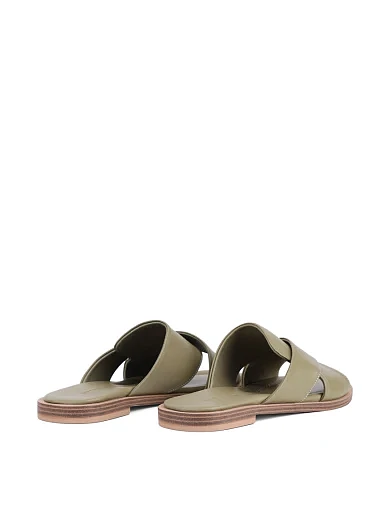 Жіночі шльопанці Attizzare шкіряні зелені - фото 4 - Miraton