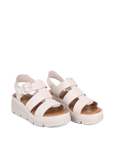 Жіночі босоніжки Sekada шкіряні рисового кольору - фото 3 - Miraton