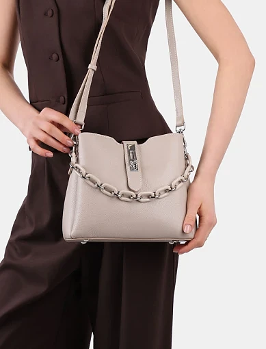 Жіноча сумка тоут MIRATON шкіряна бежева з декоративною ручкою - фото 2 - Miraton