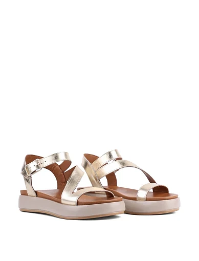 Жіночі сандалі Attizzare шкіряні золотого кольору. - фото 3 - Miraton