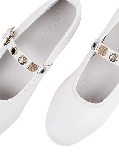 Жіночі балетки Attizzare шкіряні рисового кольору. - фото 5 - Miraton