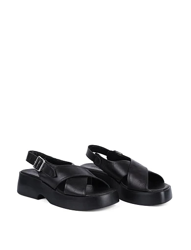 Жіночі босоніжки Attizzare шкіряні чорні - фото 3 - Miraton