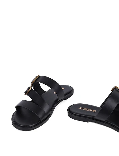 Жіночі шльопанці Attizzare шкіряні чорні - фото 2 - Miraton
