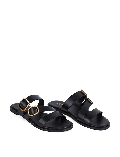 Жіночі шльопанці Attizzare шкіряні чорні - фото 3 - Miraton