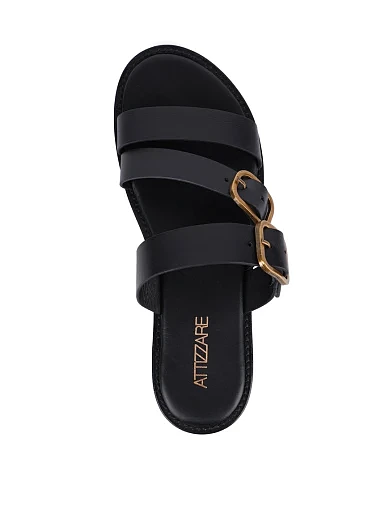 Жіночі шльопанці Attizzare шкіряні чорні - фото 5 - Miraton