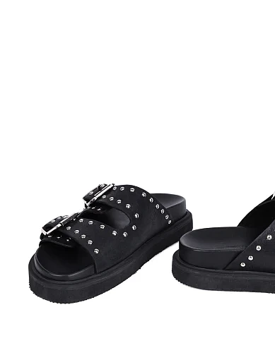 Жіночі шльопанці Attizzare шкіряні чорні - фото 3 - Miraton