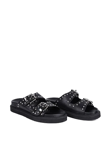 Жіночі шльопанці Attizzare шкіряні чорні - фото 4 - Miraton