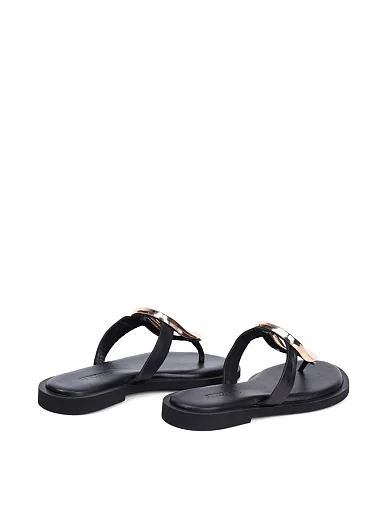 Жіночі шльопанці Attizzare шкіряні чорні - фото 4 - Miraton