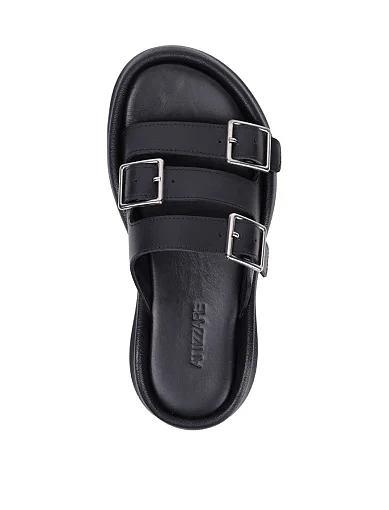 Жіночі шльопанці Attizzare шкіряні чорні - фото 2 - Miraton