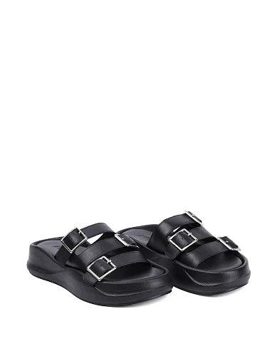 Жіночі шльопанці Attizzare шкіряні чорні - фото 3 - Miraton