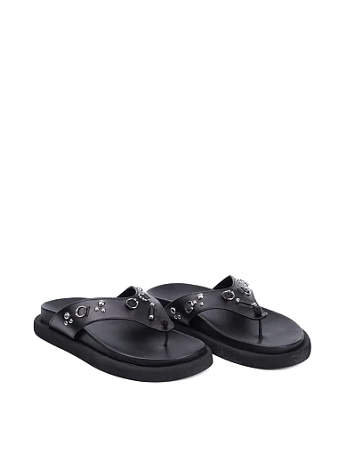 Жіночі шльопанці Attizzare шкіряні чорні - фото 3 - Miraton