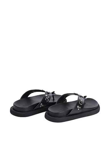 Жіночі шльопанці Attizzare шкіряні чорні - фото 4 - Miraton