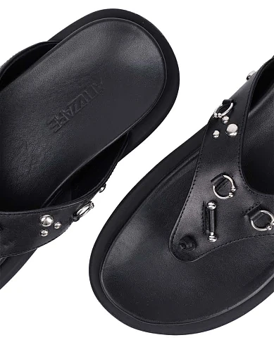 Жіночі шльопанці Attizzare шкіряні чорні - фото 5 - Miraton